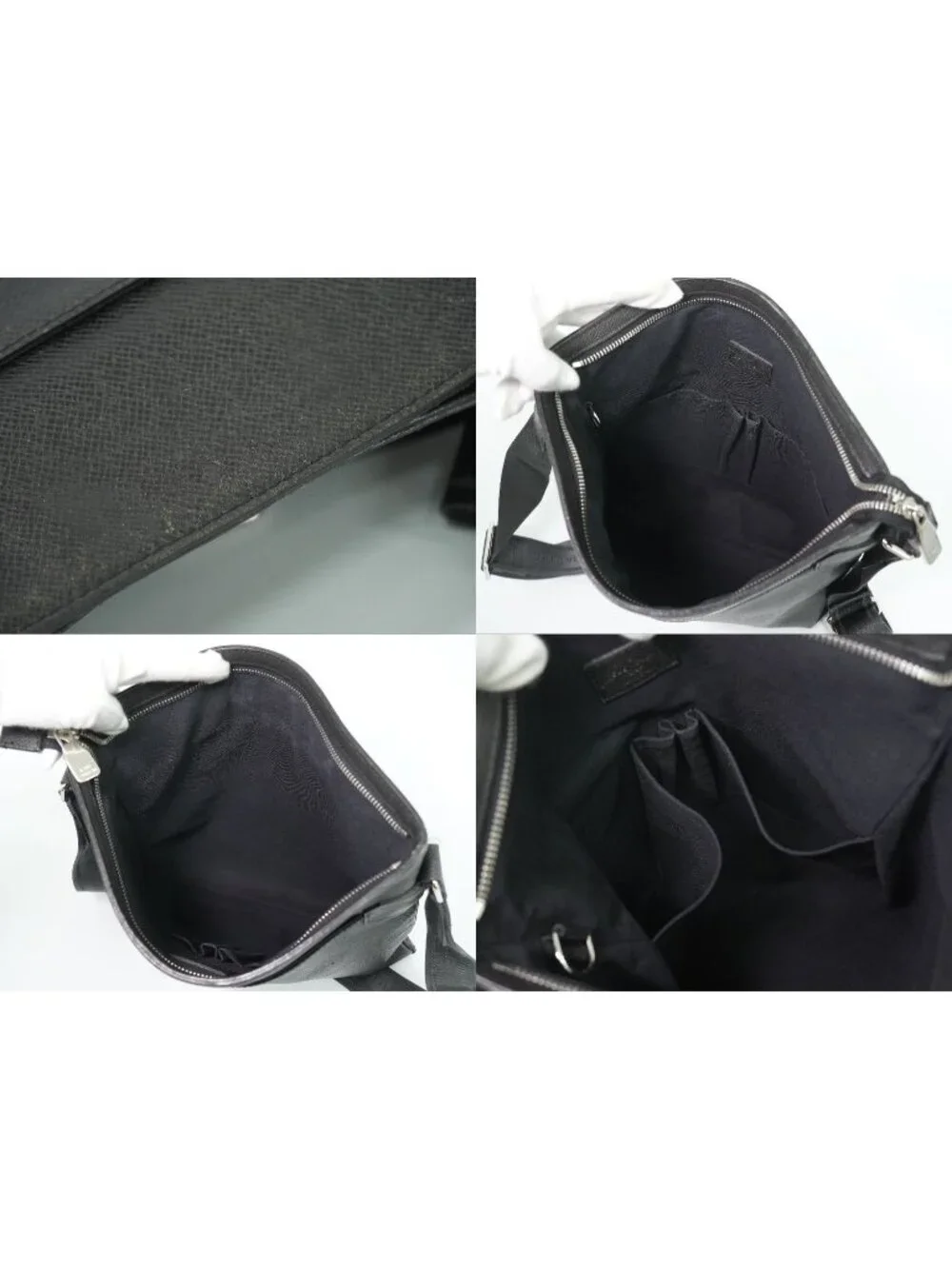 Louis Vuitton LV Sasha Taiga Leather Shoulder Bag Pochette Ardoise Black Vintage